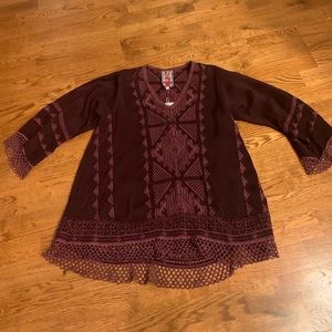 Johnny Was Tops - Johnny Was Burgundy Tunic Johnny Was Tops - Johnny Was Burgundy Tunic